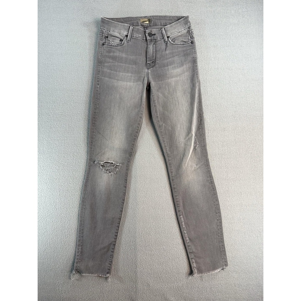 Mother Looker‎ Ankle Fray Jeans Womens 25 Charcoal Gray Slim Distressed Denim